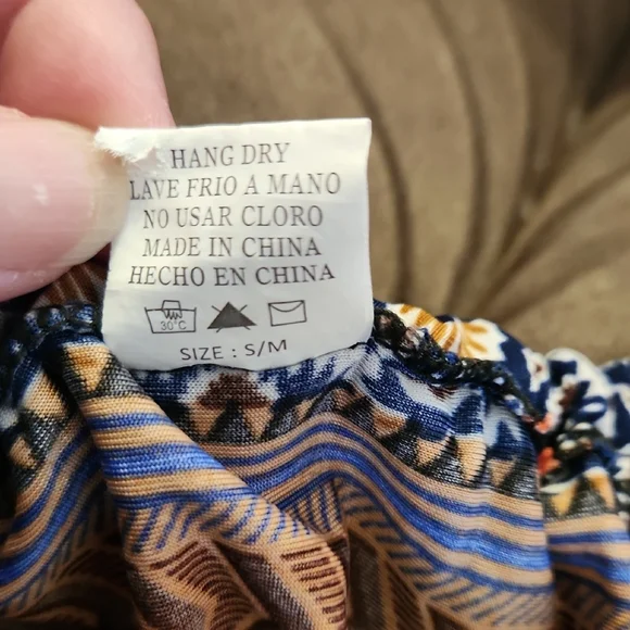 Women's Boho Printed Wide-Leg Jumpsuit - Blue Multi - Picture 8 of 11